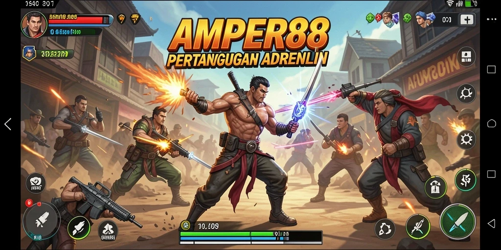 Tampilan aksi pertarungan menegangkan dalam AMPER88.