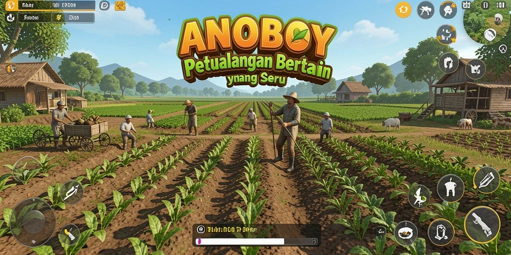Tampilan gameplay ASYIK ANOBOY saat bertani.