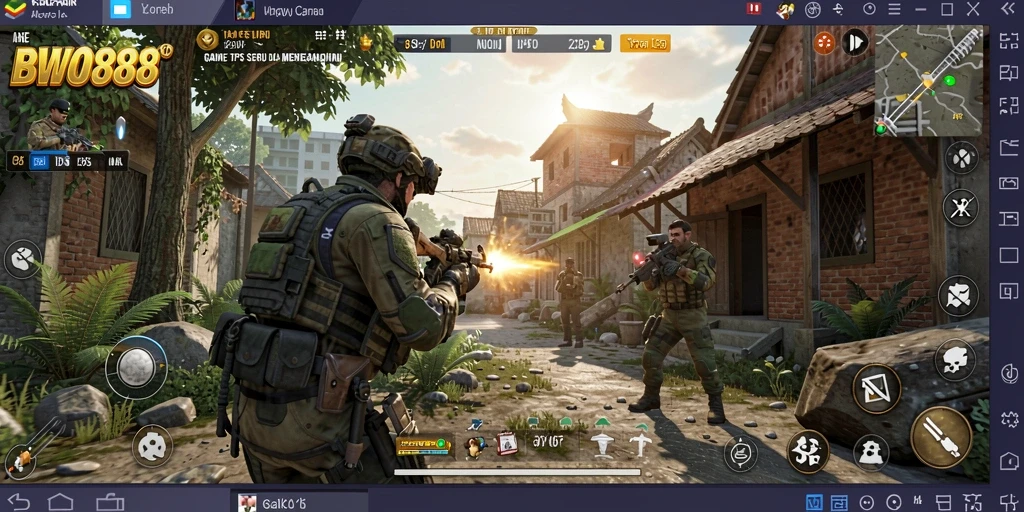 Tampilan gameplay BWO888 yang penuh aksi dalam pertempuran TPS.