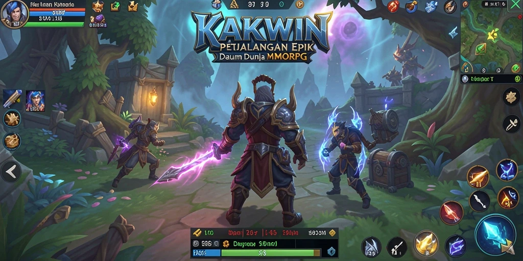 Screenshot gameplay KAKWIN menunjukkan pertarungan epik di dunia fantasi.