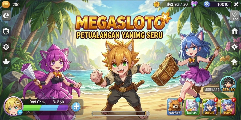 Gameplay MEGASLOTO dengan animasi karakter Anime yang mengagumkan.
