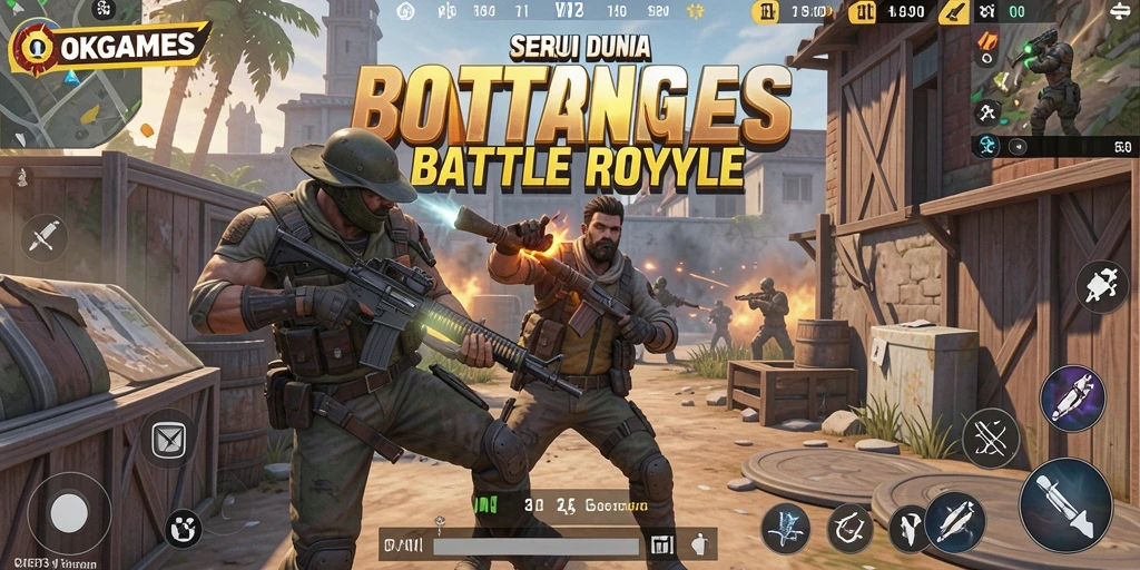 Gameplay mendebarkan di OKGAMES dengan aksi Battle Royale.